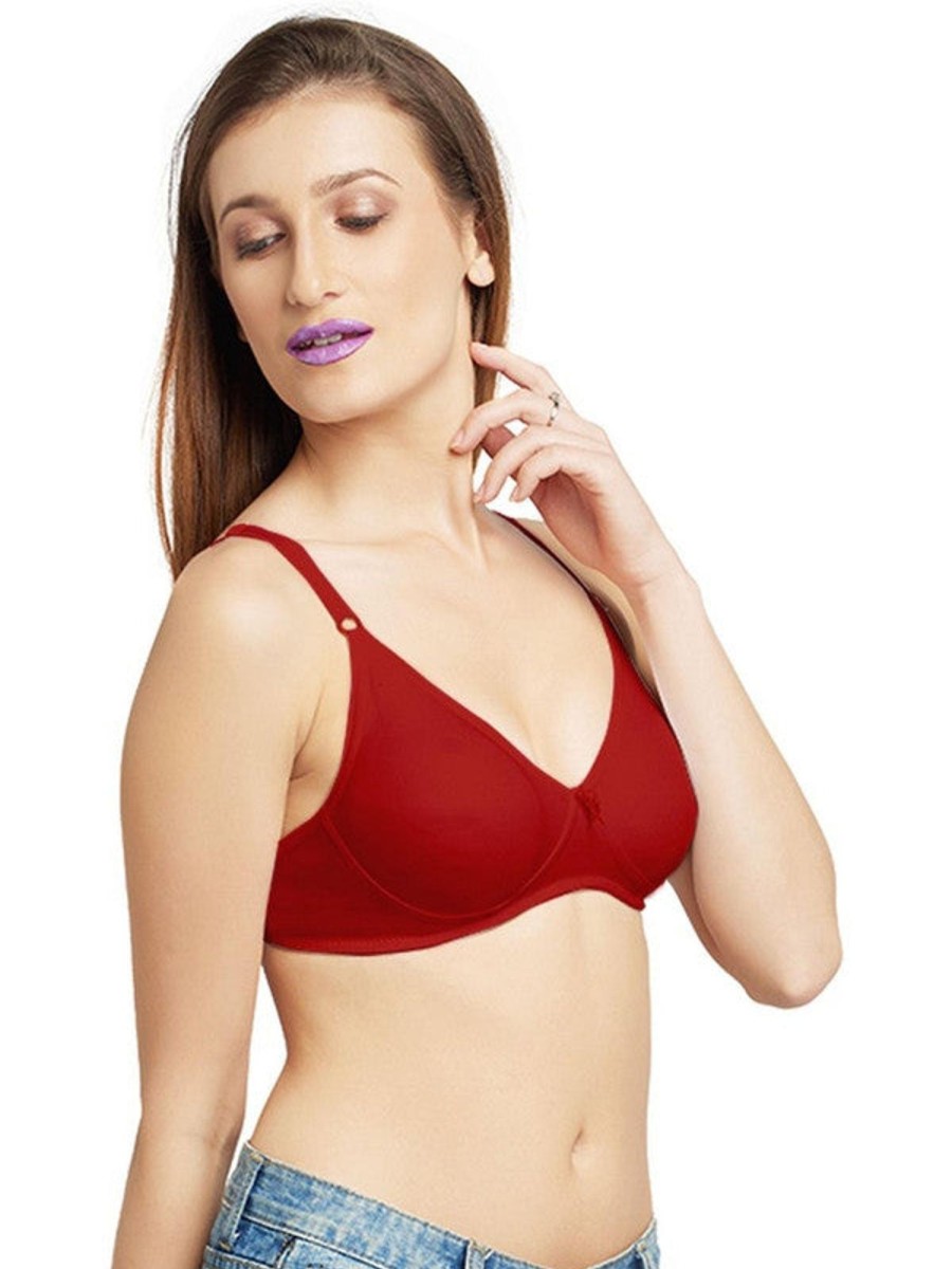 Bra Lovable | Lovable Dark Non Padded Non Wi Full Coverage Bra Ultra-Dark Red