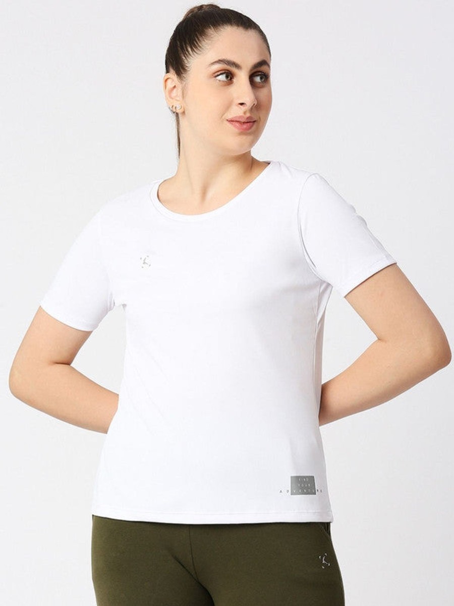 Sportswear Lovable | Women Solid Regular Fit Sports T-Shirt - Ventura Tee-Wh White