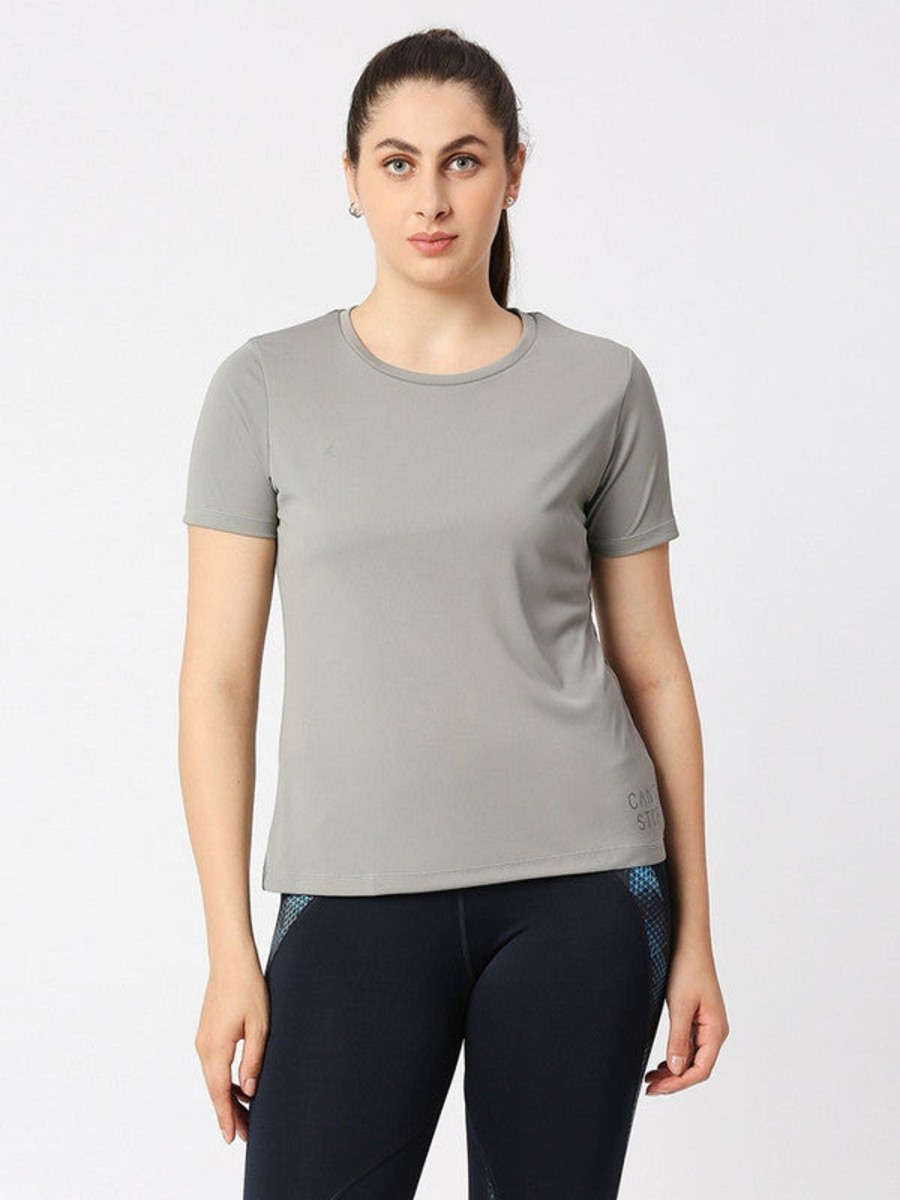 Sportswear Lovable | Women Solid Regular Fit Sports T-Shirt - Ventura Tee-Gr Grey