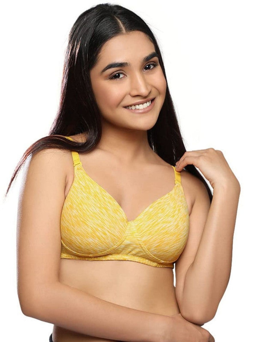 Bra Daisy Dee | Daisy Dee Mango Melange Padded Non Wired Full Coverage Bra Nsgnra_Mango Mlg Yellow