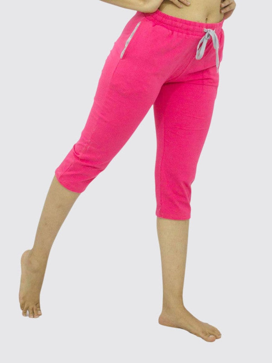 Sportswear Lovable | Women Pink Solid Capri At-Ease Capri _Cp Coral