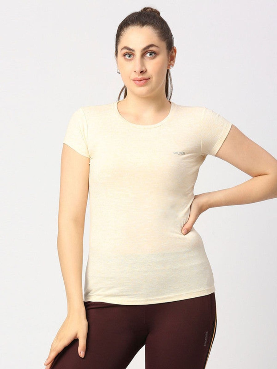 Sportswear Lovable | Women Ivory Regular Fit Solid Top - C.Neck Tee Meu0026My 2.0-Ivory Beige