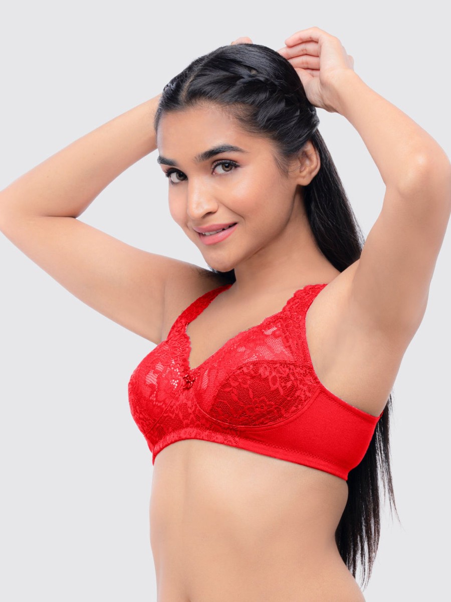 Bra Lovable | Lovable Non Padded Non Wi Full Coverage Bra Original Red