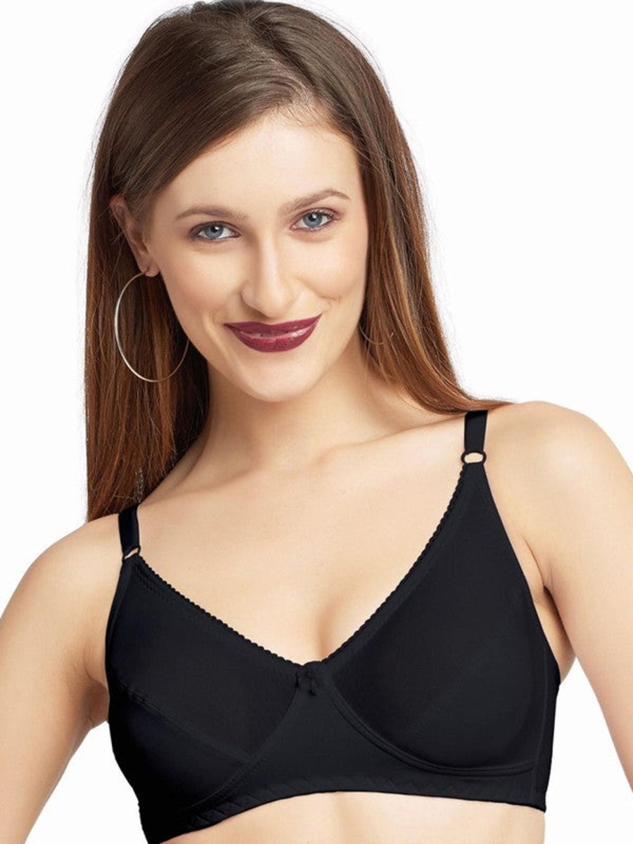 Bra Lovable | Lovable Non Padded Non Wired Full Coverage Bra Stretch-X Black