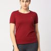 Sportswear Lovable | Women Solid Top - Crescent Crew-Mr Maroon