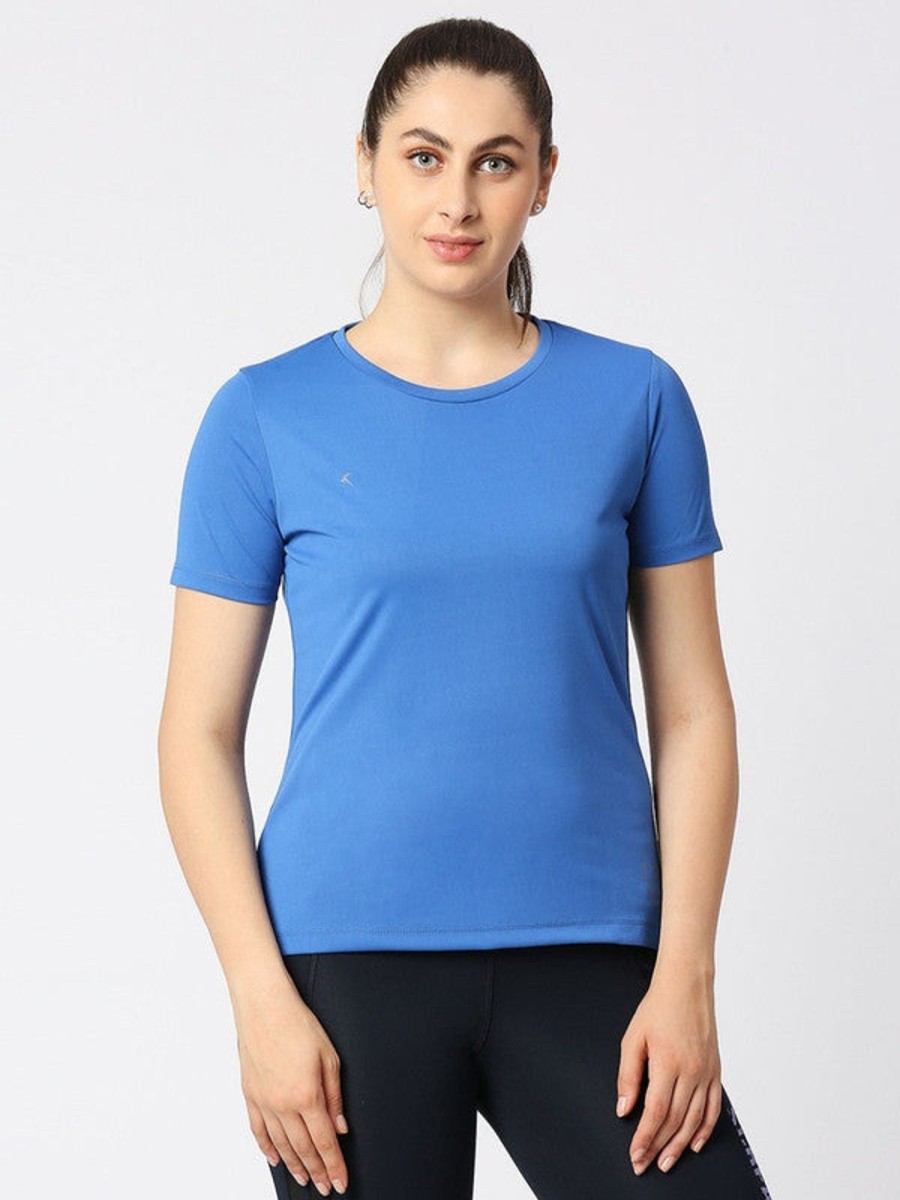 Sportswear Lovable | Women Ink Solid Regular Fit Sports T-Shirt - Ventura Tee-Ib Blue