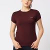 Sportswear Lovable | Women Wine Solid Top - Fly Tech Tee-Wn Maroon