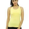 Sportswear Lovable | Women Solid Sports Tank Top - Racer Back Stretch_M Yellow