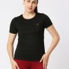 Sportswear Lovable | Women Solid Top - Crescent Crew-Bk Black