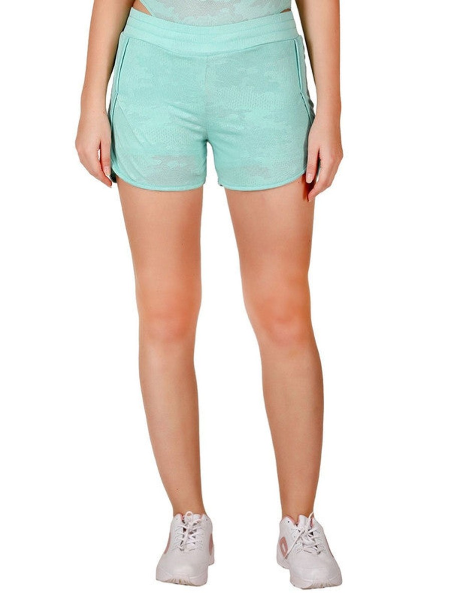 Sportswear Lovable | Women Aqua Polyester Solid Slim Fit Shorts - Adventure Short-Aq Green