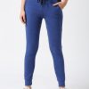 Sportswear Lovable | Women Ink Solid Joggers - Zip Track-Ib Blue