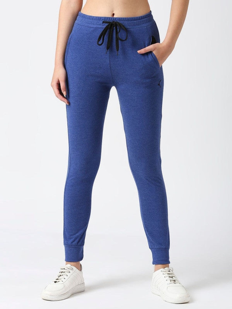 Sportswear Lovable | Women Ink Solid Joggers - Zip Track-Ib Blue