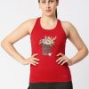 Sportswear Lovable | Women Solid Top - Floral Cup Racerback Red