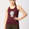 Sportswear Lovable | Women Wine Solid Top - Floral Cup Racerback-Wn Maroon