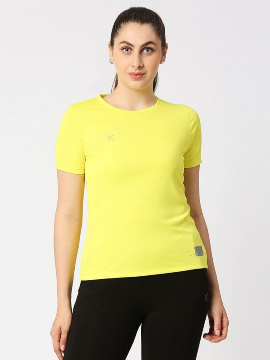 Sportswear Lovable | Women Solid Regular Fit Sports T-Shirt - Ventura Tee-Yl Yellow