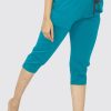 Sportswear Lovable | Women Sea Green Solid Capri At-Ease Capri_Sea Green Cyan