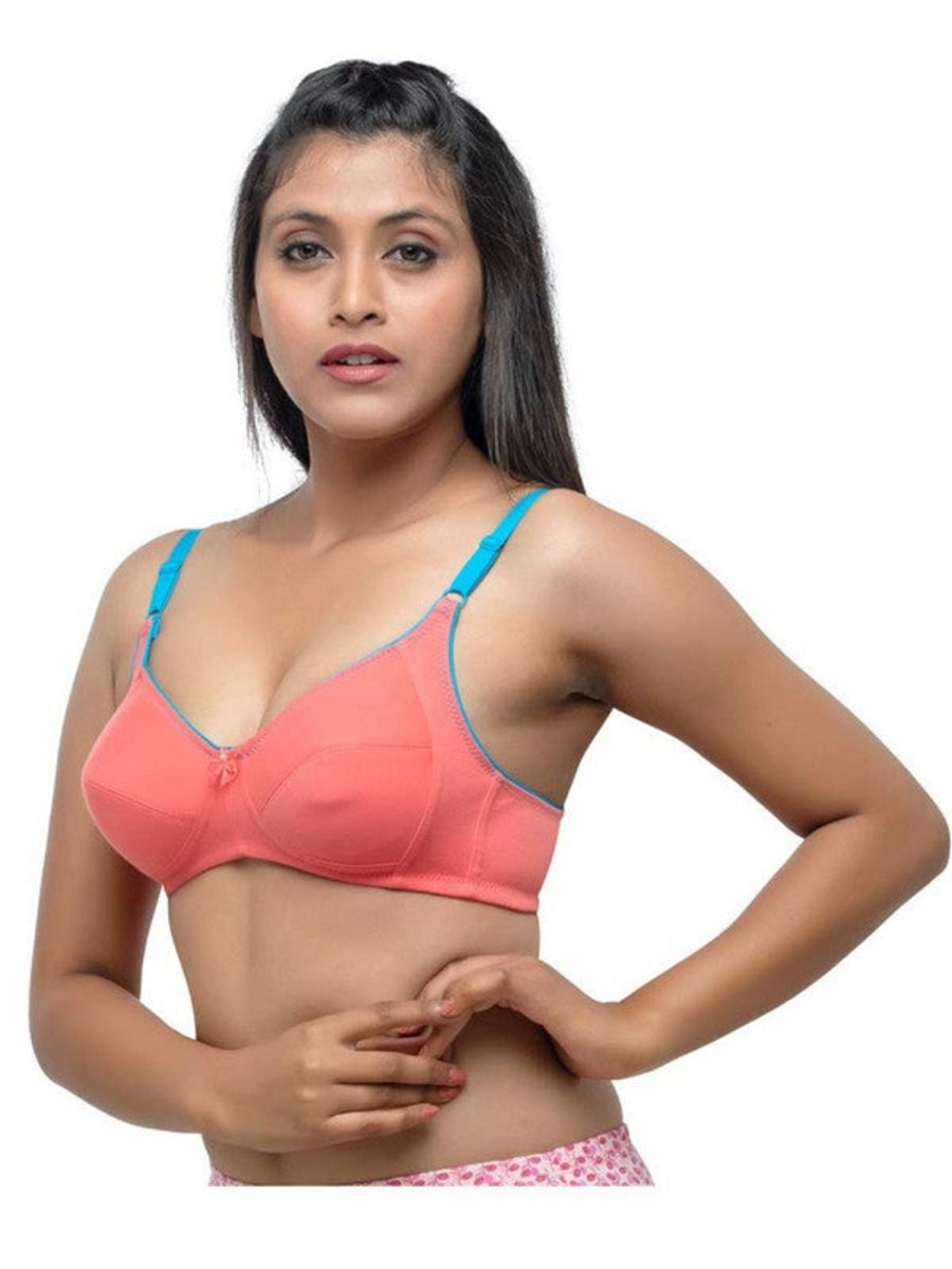 Bra Daisy Dee | Daisy Dee Carrot Non Padded Non Wired 3/4Th Coverage Bra -Diya_Carrot Coral