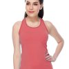 Sportswear Lovable | Women Pink Solid Sports Tank Top - Racer Back Stretch_Cp Coral